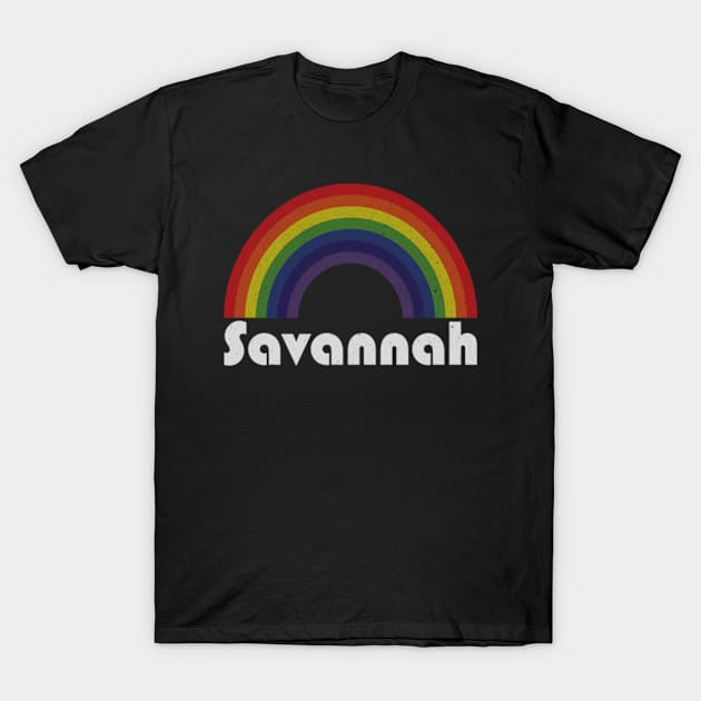 Savannah Vintage Retro Rainbow T-Shirt by Arthadollar